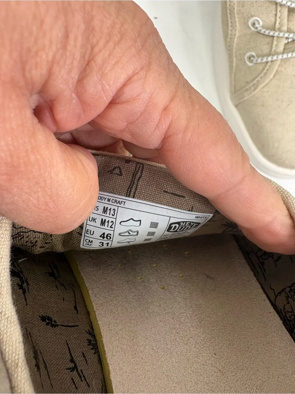 Hey Dude Men's Casual Canvas Sneakers in Light Beige size 13